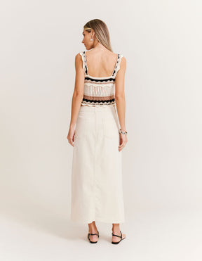 Saia Sarja Reta Fenda Frontal - Off White