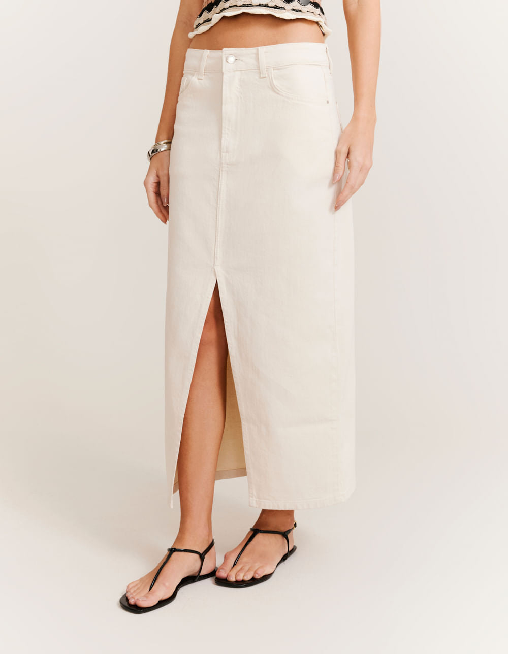 Saia Sarja Reta Fenda Frontal - Off White