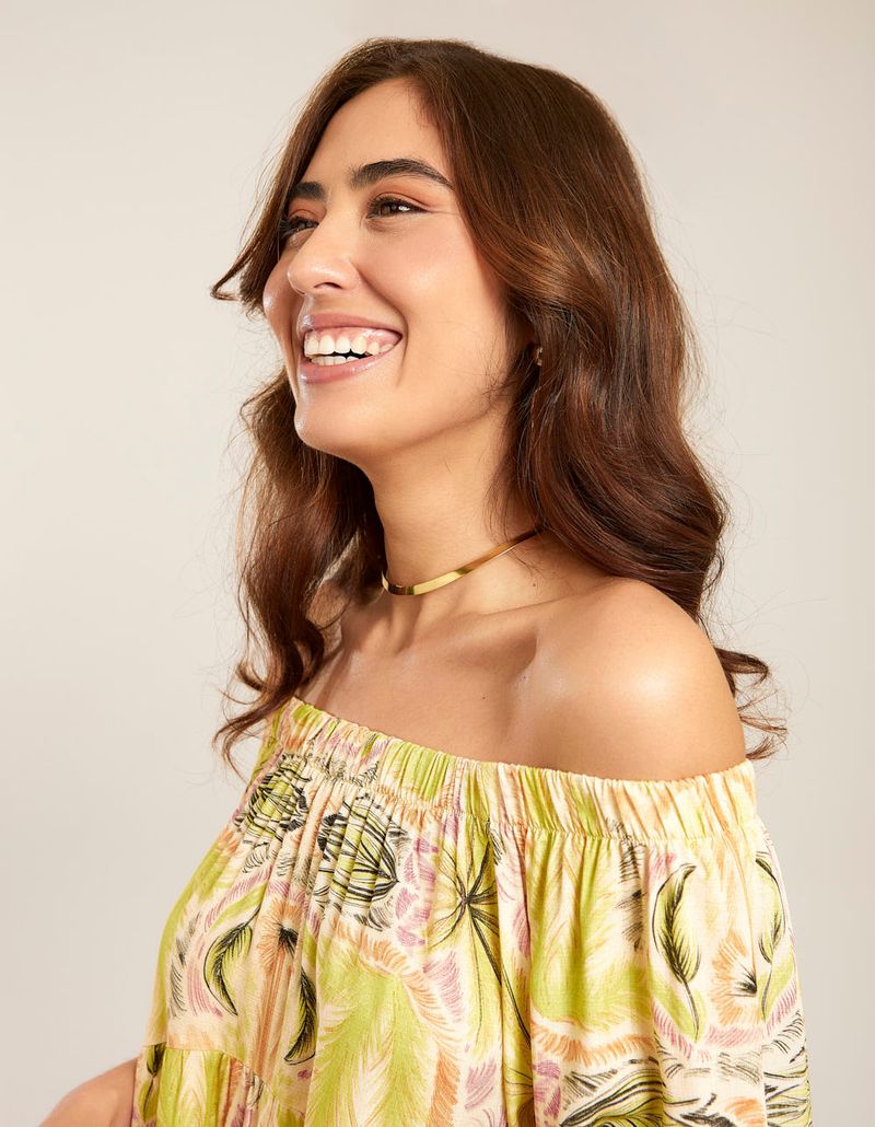 Vestido Curto Estampado Nina - Verde Lima
