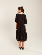 Vestido Marias Manga Elástico - Preto