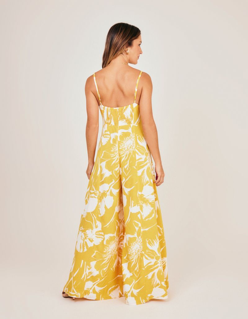 Macacão Estampado Floral Solar - Amarelo