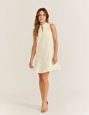 Vestido Curto Linho Bordado - Areia