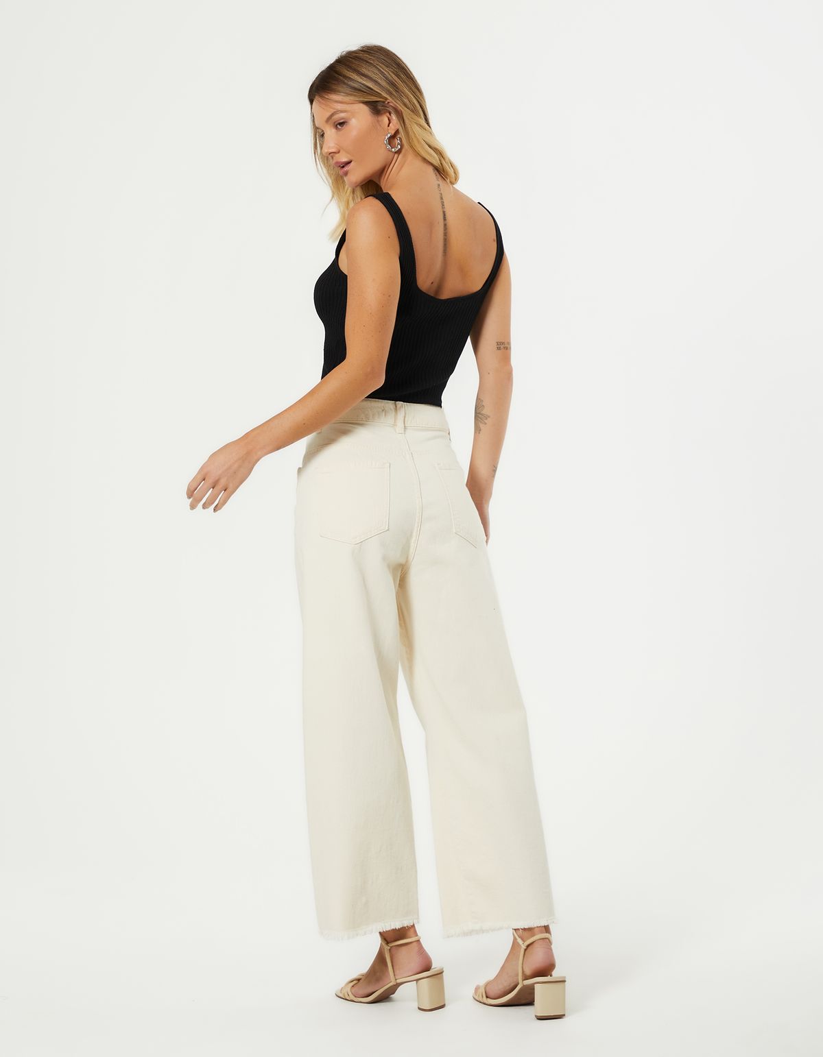 Calça Pantacourt White Jeans - Off White