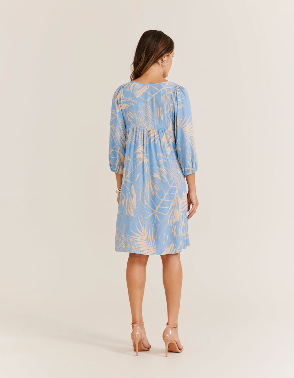 Vestido Curto Estampado Tropical Ice - Azul