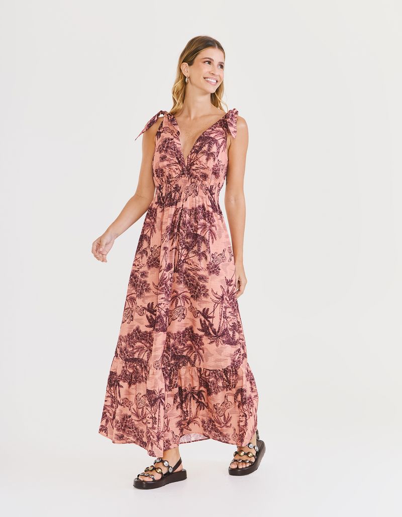 Vestido Longo Estampado Marie Rose - Rose