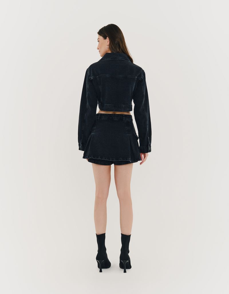 Short Saia Pregas - Black Jeans