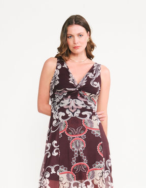 Vestido New Longo Estampado Bianca - Marrom