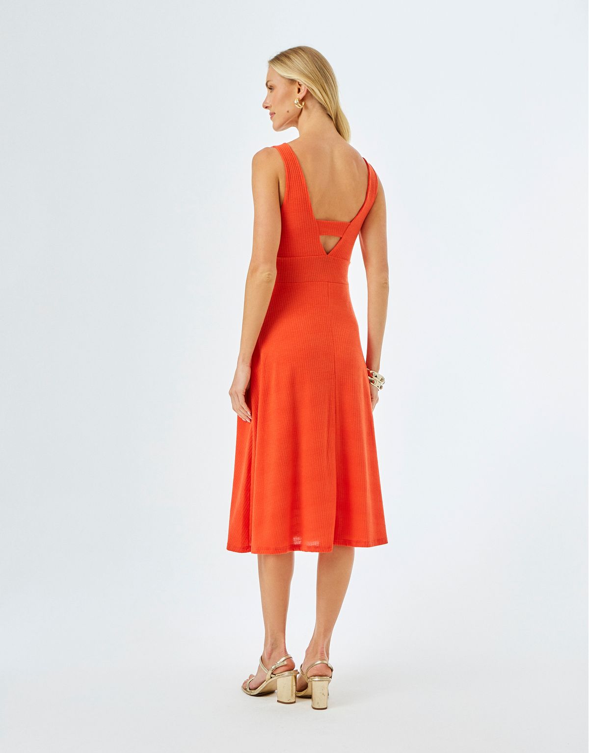Vestido Decote Aviamento - Laranja
