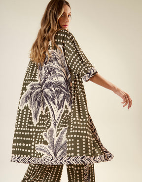 Kimono Estampado Poá Duda - Verde Oliva