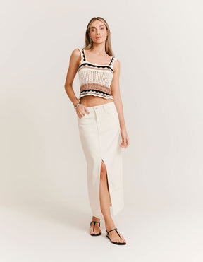 Saia Sarja Reta Fenda Frontal - Off White