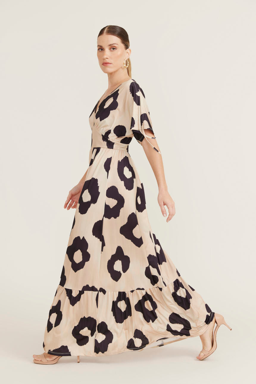 Vestido Longo Estampado Toulouse - Areia